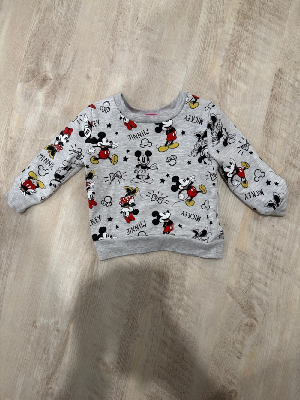 Disney Gray Mickey & Minnie Allover Print Sweatshirt with Red & Yellow Accents